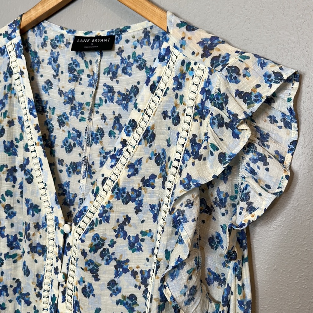 Lane Bryant Ruffle Sleeve Button Down Top - Picture 4 of 6